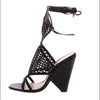 Schutz Tally Black Mesh Strappy Open Toe Block High Heel Fashion Dress Pumps