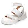 Trary Platform White Sandals Women Open Toe Strappy Elastic Ankle Strap Sandals 9.5