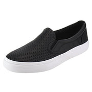 Soda Tracer Black Pu Slip On Rounded Toe White Sole Casual Comfort Sneakers