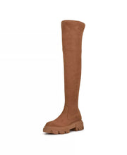 Nine West Cellie2 Dark Natural Brown Suede Over Knee Thigh High Lug Sole Boots