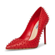 Steve Madden Vala Spike Red Stud Printed High Stiletto Pointed Toe Dress Pumps