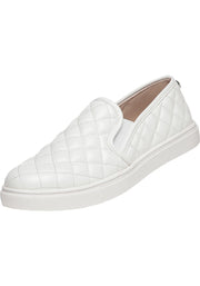 Steve Madden ECENTRCQ Round Toe Slip On Vegan Leather Sneakers White