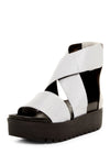 Shellys London Kyler Silver Criss-Cross Fitted Strap Flatform Platform Sandals