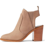 1.State Leban Stone Taupe Leather Chunky Block Heel Slingback Ankle Booties