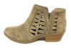 Soda Chance Taupe Dispu Perforated Cut Out Stacked Block Heel Ankle Booties