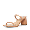Steve Madden Lilah Tan Block Heel Open Toe Strappy Slip On Rhinestone Sandals