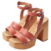 Sam Edelman Rosalind Terra Rose Squared Toe Ankle Strap Block Heeled Sandals