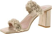 Dolce Vita Paily Braided Chunky Heel Sandals Light Gold Metallic Stella Suede