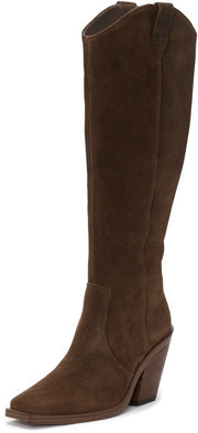 Vince Camuto Afelia Sable Zipper Closure Squared Toe Western Knee High Boots