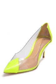 Schutz Garthy Slip-on Pointy Vinyl Pumps Clear Transparent Neon Yellow