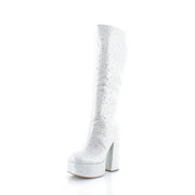 Jessica Simpson Sinalla Silver Side Zipper Round Toe Block Heel Tall Platform Boots