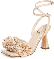 Sam Edelman Clare Sand Leather Ankle Strap Squared Toe Block Heeled Sandals