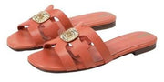 Sam Edelman Bay Radiant Terracotta Pink Slides Open Toe Slip On Leather Sandals