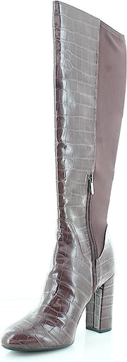 Circus By Sam Edelman Clarimont Burgundy Croc Print Side Zip Knee High Heel Boots