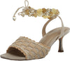 Sam Edelman Pamela Linen/Light Natural Tie Up Open Toe Stiletto Heeled Sandals