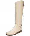 Sam Edelman Mikala Eggshell Block Heel Round Toe Zipper Leather Knee High Boots