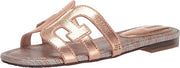 Sam Edelman Bay Rose Gold Slide Mule Open-Toe Slip-On Leather Flats Wide Sandals