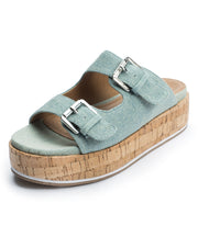 Jane and the Shoe Jordan Sandal Light Blue Denim Birken Buckle Mule