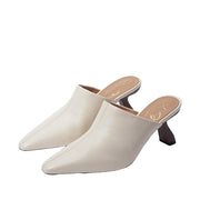 Sam Edelman Skya Ivory Pointed Toe Slip On Spool Heel Fashion Ankle Pumps