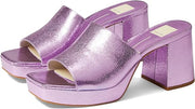 Dolce Vita Marsha Electric Violet Crackled Stella Slip On Block Heeled Sandals