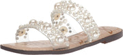 Sam Edelman Eleana Clear/Natural Jewel Detailed Open Toe Slip On Flats Sandals
