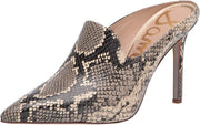 Sam Edelman Harlee Embossed Snakeskin-print Leather Mules Beige Pointed Toe Pump