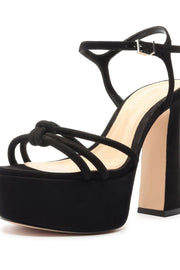 Schutz Picca Black Platform Sandals Suede Ankle Strap Open Toe Chunky Heel Pumps