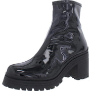 Steve Madden Cantor Black Patent Pull On Rounded Closed Toe Combat Boots