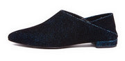 Ivy Kirzhner Pan Pointed Toe Flat Teal Blue Colapsable Mule Slide Dress Shoes