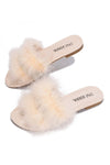 Cape Robbin Easter Nude Slip On Slide Mule Casual Slippers Furry Feather Sandals