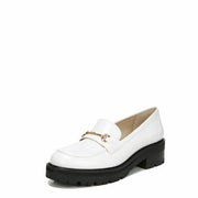 Sam Edelman Tully Bright White Shiny Slip On Chunky Lug Sole Almond Toe Loafers