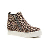 SODA Taylor Hidden Fahsion Wedge Sneaker Shoes Side Zipper Cheeta