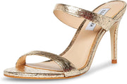 Steve Madden Rosalina Gold Leather Stiletto Heel Open Toe Slip On Heeled Sandals