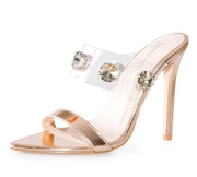 Lauren Lorraine Ella Clear Prom High Heel Jewel Embellished Formal Mule Sandals