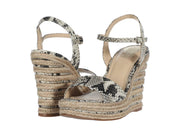 Vince Camuto Marybell Leather Platform Wedge Espadrille Sandals BLACK WHITE (7.5, BLACK WHITE)