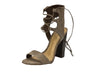 Schutz Taupe Suede Lace Up High Block Heel Single Sole Sandal Booties