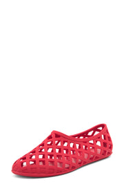 Jeffrey Campbell Jellz Red Matte Fashion Slip On Rounded Toe Holed Flat Shoes