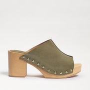 Sam Edelman Bardot Mineral Green Clog Heel Open Toe Slip On Fashion Suede Mules