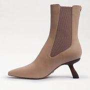 Sam Edelman Sammie Almond Leather Pointed Toe Spool Heel Pull On Ankle Boots