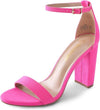 Dream Pairs Hi-Chunk Fuchsia Suede Ankle Strap Open Toe Block High Heeled Sandal