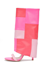 Cape Robbin Parrish Pink Open Pointed Toe Stiletto Heel Foldover Fashion Boots