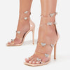 LuxeModa Women's Believe Diamante Gem Detail Square Toe Caged Heel, NUDE