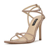 Nine West Tidle Barely Nude Ankle Strap Squared Open Toe Stiletto Heeled Sandals