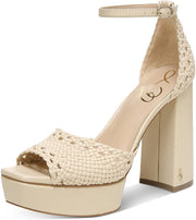 Sam Edelman Nattie Summer Sand Block Heel Peep Toe Ankle Strap Heeled Sandals