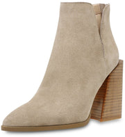 Steve Madden Taylen Tan Suede Zipper Closure Pointed Toe Collar Notched Boots