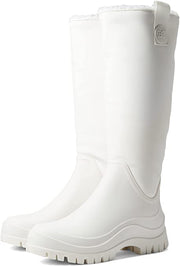 Sam Edelman Lessie White Rounded Toe Chunky Heel Pull On Waterproof Snow Boots