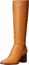 Sam Edelman Elsy Caramel Se Rounded Toe Stacked Block Heeled Knee High Boots