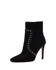 Vince Camuto Fendeya Black Zipper Closure Pointed Toe Embellished Ankle Bootie