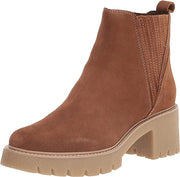 Dolce Vita Harte H2O Dk Brown Suede Pull On Chunky Lugged Block Heel Ankle Boots