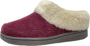 Clarks Scuff Burgundy Fur Lined Clog Warm Cozy Indoor Outdoor Plush Mules